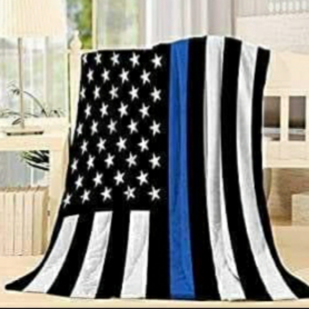 Thin blue line 50x60 polar fleece blanket throw - Picture 1 of 3